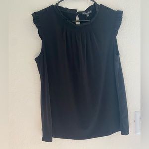 Adrianna Papell Ruffle Neck Black Tank Size L